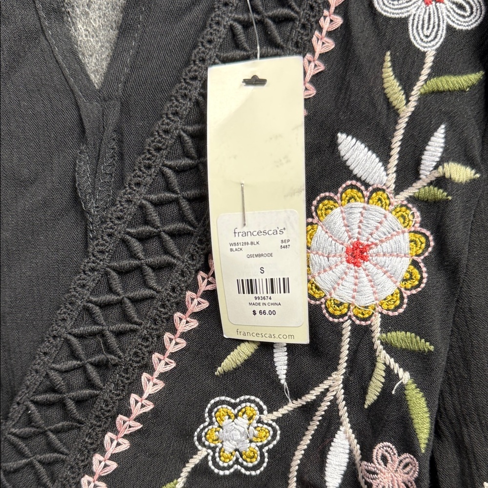 Audrey Parks by Francesca’s Chic Black Floral Embroidered Dress - Picture 3 of 6